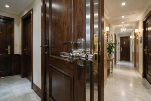 High security residential lock system on modern apartment entrance