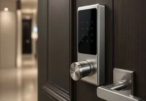 Residential smart lock installed on apartment door in Midtown