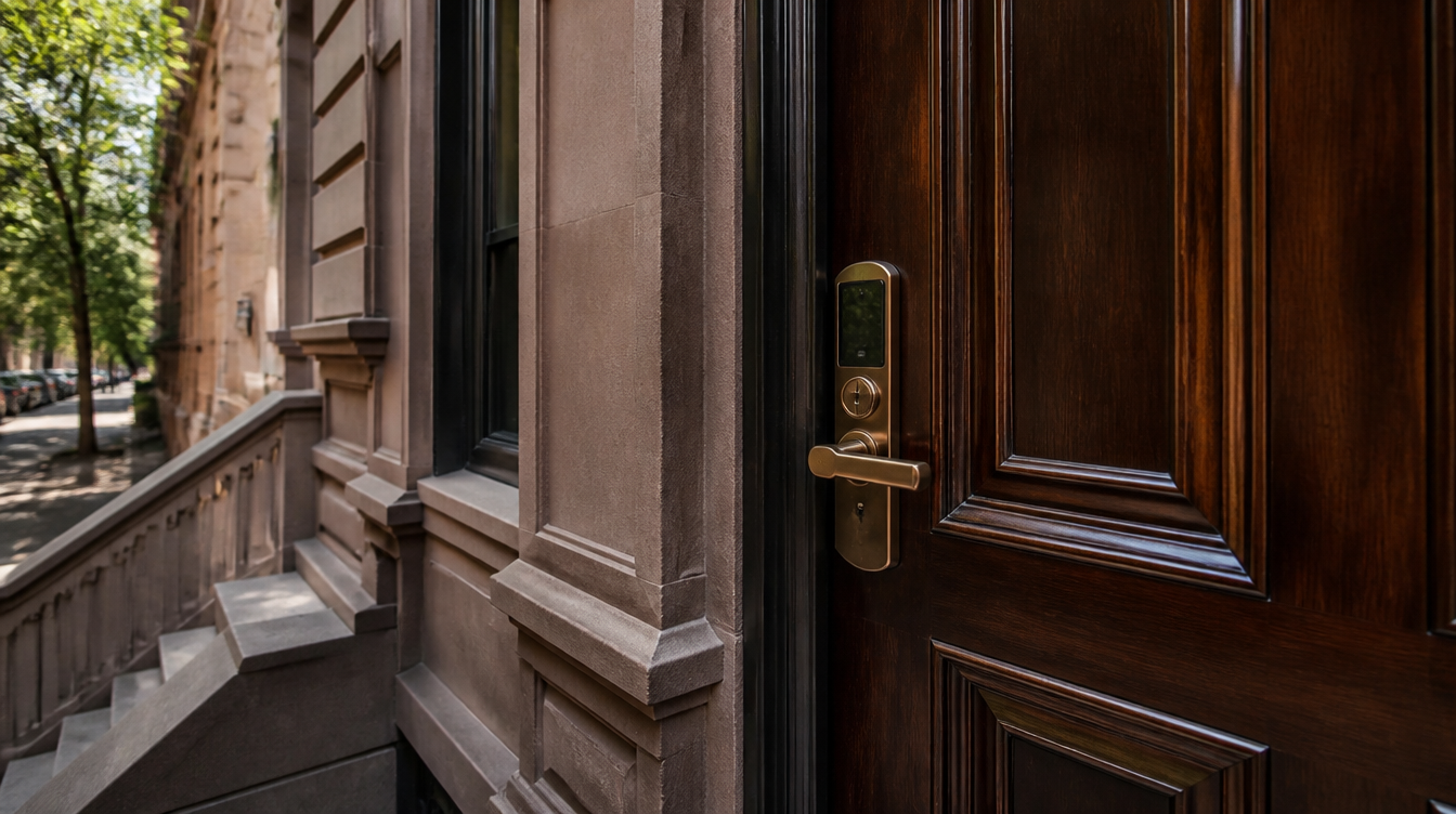 Residential locksmith Upper East Side securing a modern apartment entrance with high security locks