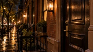 Chelsea residential entrance at night for after-hours locksmith service